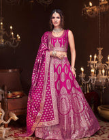 Rani Pink Silver Zari Bridal Lehenga