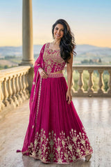 Rani Pink Embroidered Lehenga Set