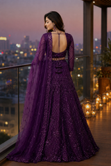 Deep Plum Sequin Lehenga Set