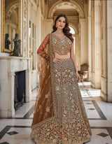 Rust Zari Royal Lehenga Couture Ensemble