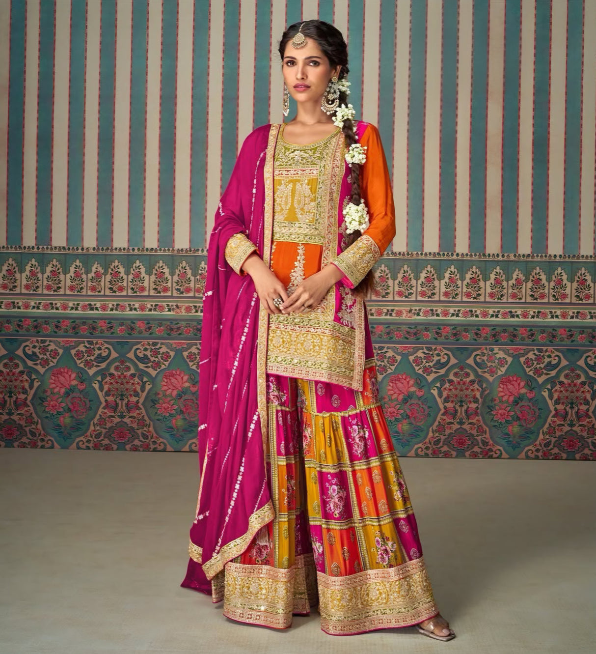 Royal Multicolor Embroidered Festive Suit