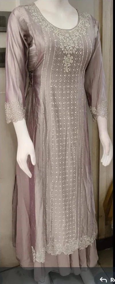 Dusty Rose Zari Embroidered Anarkali - MishUUU
