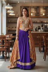 Purple Kutchi Mirror Lehenga Set