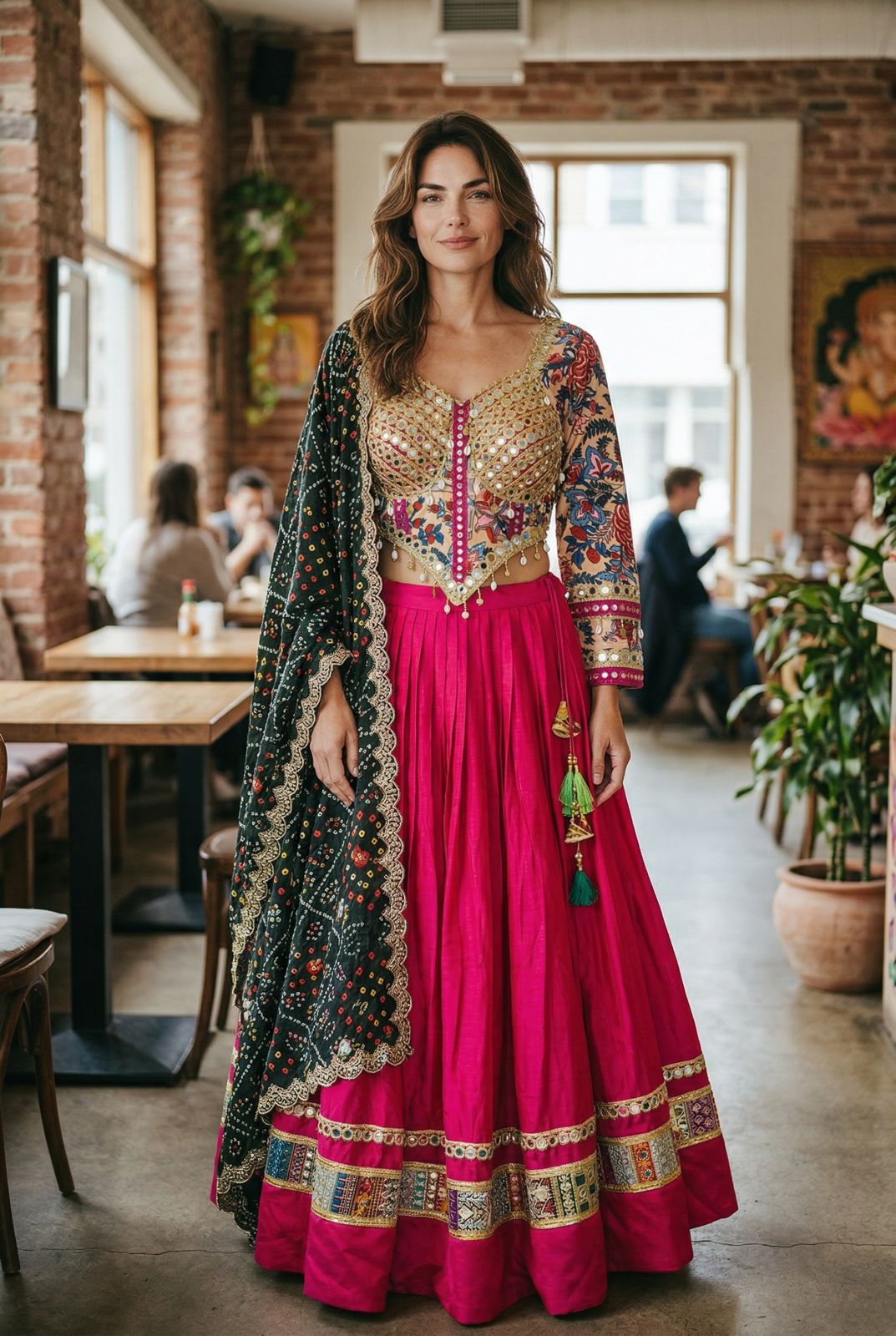 Rani Pink Kutchi Lehenga Set