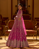 Regal Fuchsia Mirror Embroidered Bridal Lehenga Set