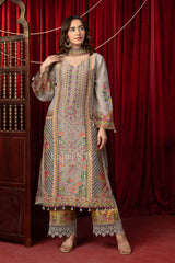 Multicolor Embroidered Kurta Pant Set