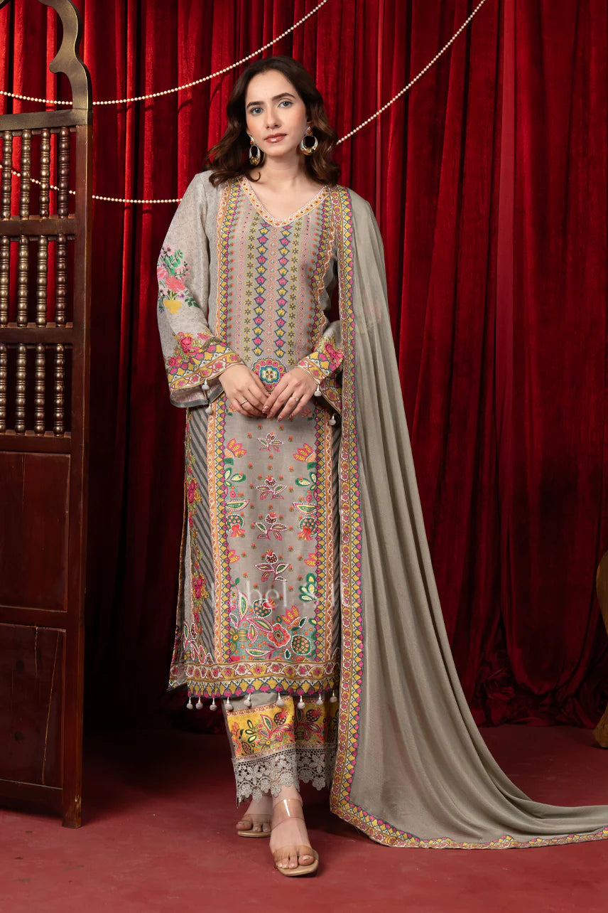 Multicolor Embroidered Kurta Pant Set