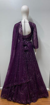 Deep Plum Sequin Lehenga Set