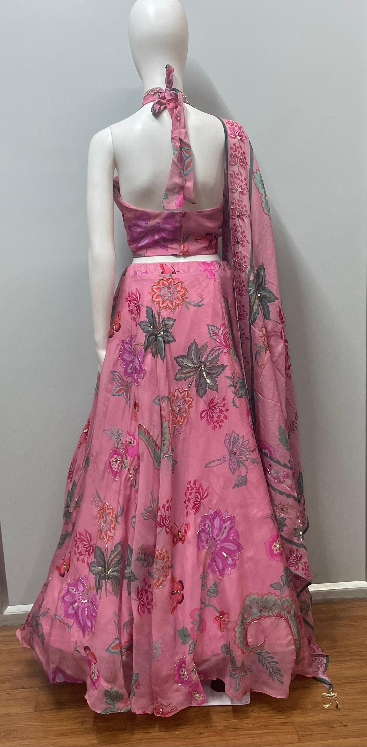 Rose Pink Floral Printed Lehenga Ensemble