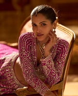 Regal Fuchsia Mirror Embroidered Bridal Lehenga Set