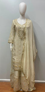Ivory Gold Mirror Sharara Set