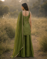 Olive Zari Embroidered Palazzo Set
