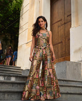 Olive Mosaic Printed Palazzo Set