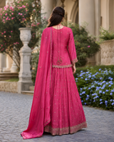 Rani Pink Gold Embroidered Lehenga Set
