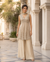Champagne Zari Embroidered Palazzo Set