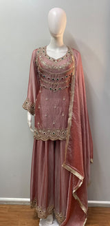 Dusty Rose Gold Jewel Palazzo Set
