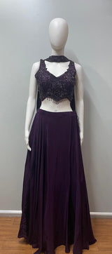 Deep Plum Embellished Lehenga Set