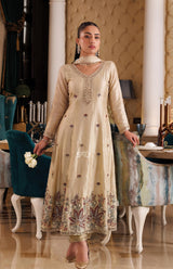 Champagne Beige Floral Kurta Set