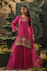 Fuchsia Pink Gold Sequin Palazzo Set