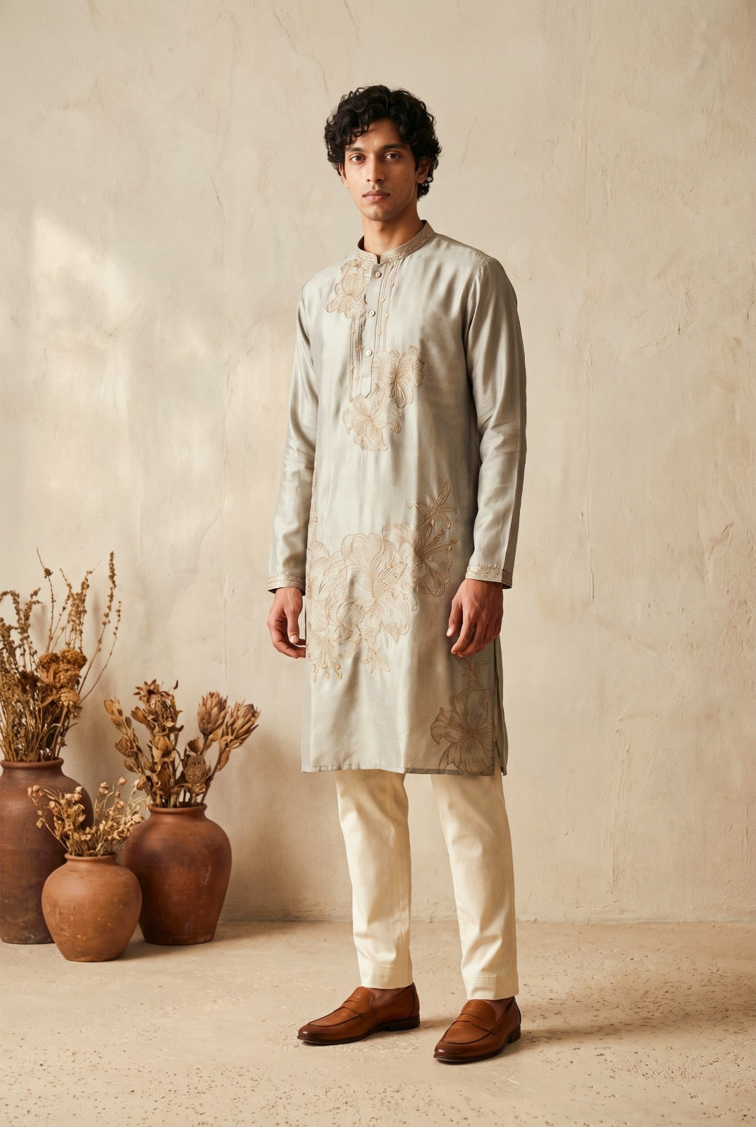 Stone Sage Antique Gold Floral Kurta Set