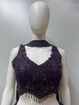 Deep Plum Embellished Lehenga Set