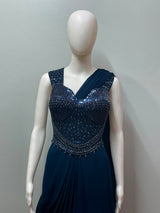 Peacock Pearl Draped Saree Set - detail view