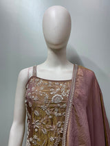 Mauve Bronze Floral Embroidered Sharara Ensemble