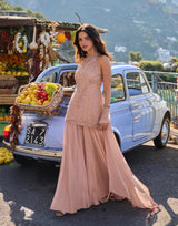 Peach Pearl Embroidered Sharara Set