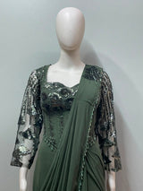 Olive Noir Embellished Corset Saree Set