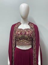 Wine Gold Cape Palazzo Set