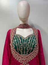 Rani Pink Emerald Jewel Kurta Palazzo Set