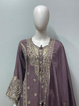 Smoky Mauve Zari Gharara Set