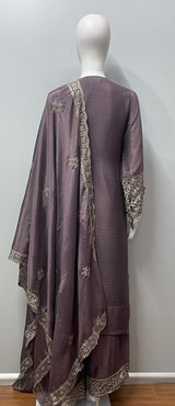 Smoky Mauve Zari Gharara Set