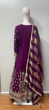 Royal Plum Antique Gold Floral Palazzo Set