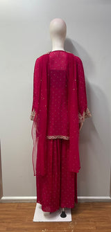 Rani Pink Emerald Jewel Kurta Palazzo Set