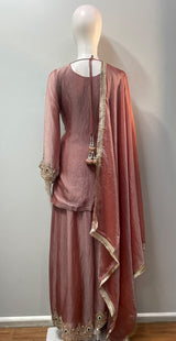 Dusty Rose Gold Jewel Palazzo Set