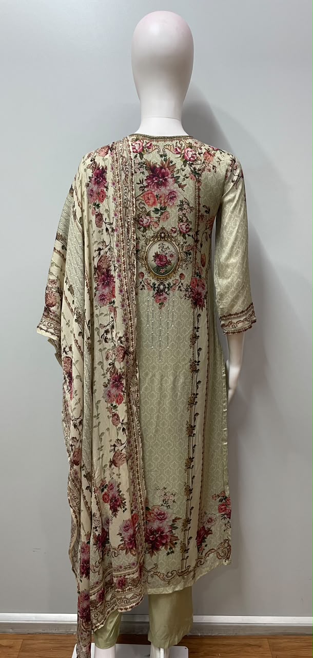 Ivory Rose Botanical Printed Kurta Ensemble