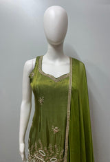 Olive Zari Embroidered Palazzo Set