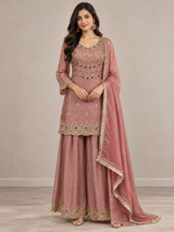 Dusty Rose Gold Jewel Palazzo Set