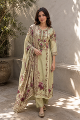 Ivory Rose Botanical Printed Kurta Ensemble