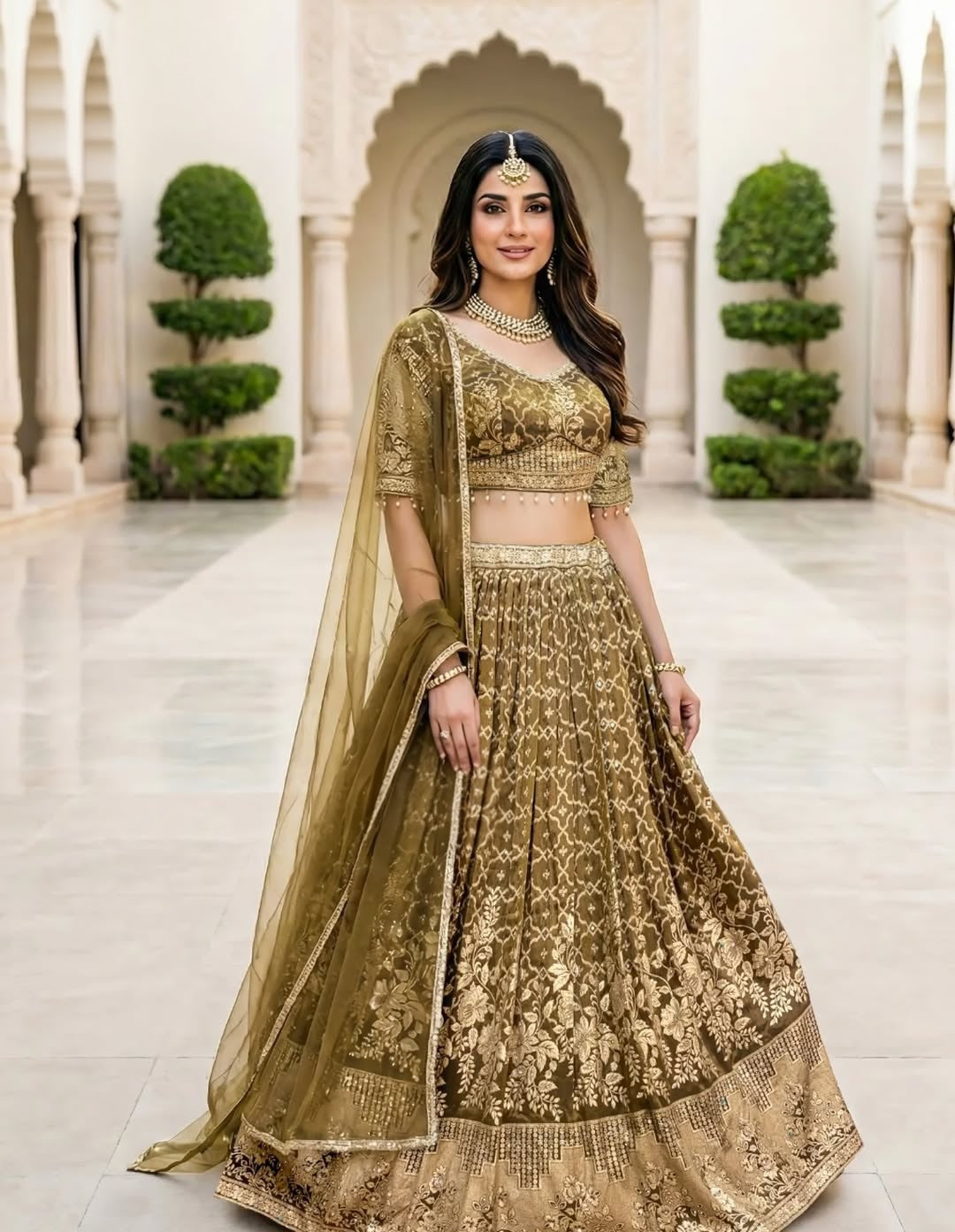 Olive Zari Royale Lehenga Couture Ensemble