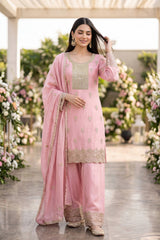Blush Gold Embroidered Palazzo Couture Set
