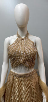 Champagne Shimmer Halter Lehenga Ensemble