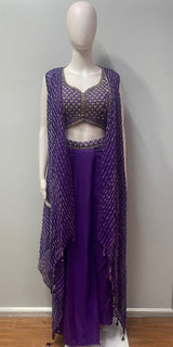 Ornate cropped blouse of the royal amethyst palazzo set