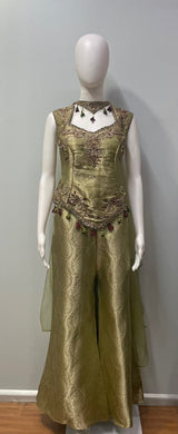 Antique Olive Jewel Corset Palazzo Set
