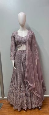 Mauve Silver Sequin Embroidered Lehenga Set