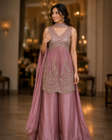 Dusty Rose Zari Palazzo Set