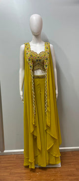 Mustard Mirror Cape Palazzo Set