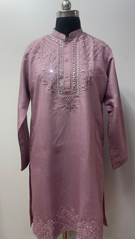 Dusty Mauve Silver Mirror Work Kurta