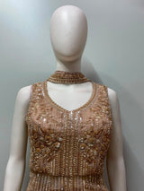 Champagne Blush Gold Embroidered Palazzo Ensemble